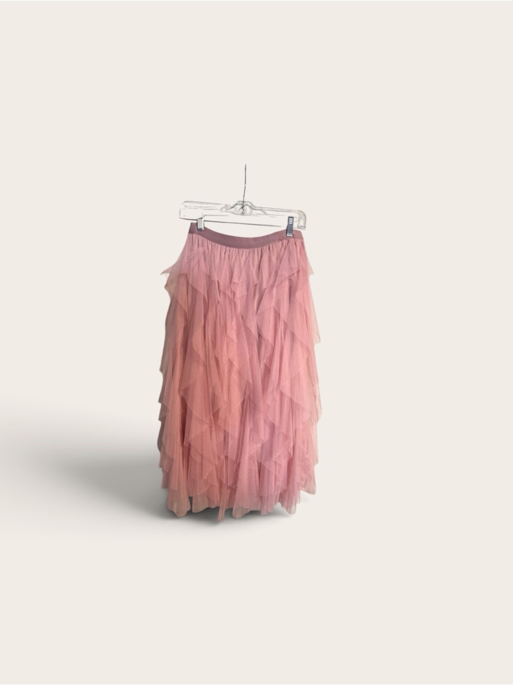 Pink Layered Tulle Maxi Skirt